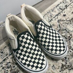 Vans Kids Checkered Slip-On Sneakers - Black and Cream